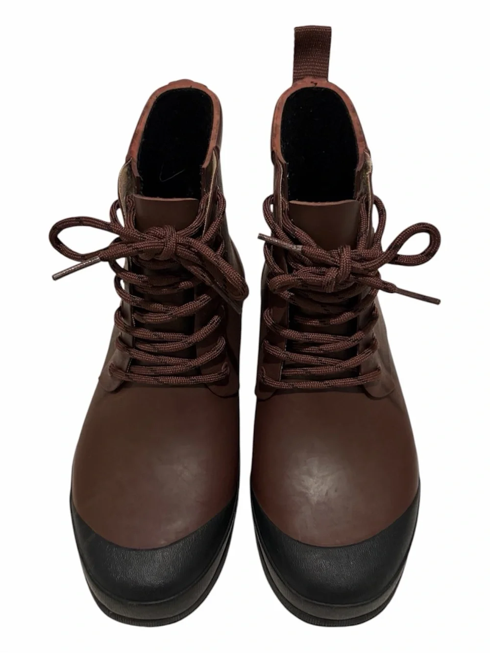 Madewell Lace Up Lug Sole Ankle Rain Boots Size 7 Shoes Red Black Waterproof